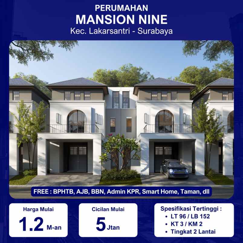 dijual rumah mansion nine