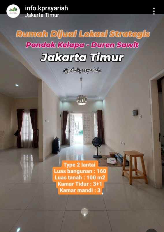 dijual rumah pondok kelapa