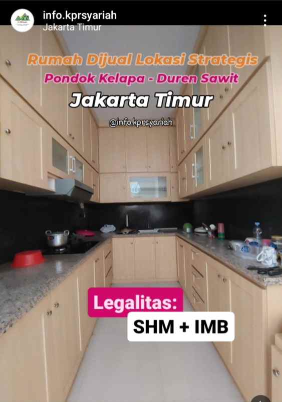 dijual rumah pondok kelapa