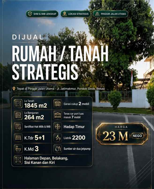 dijual rumah sisi jalan raya