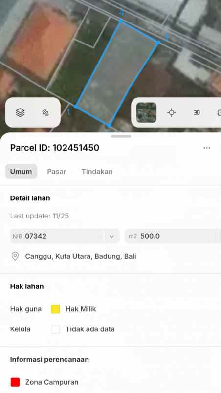 dijual tanah batu bolong