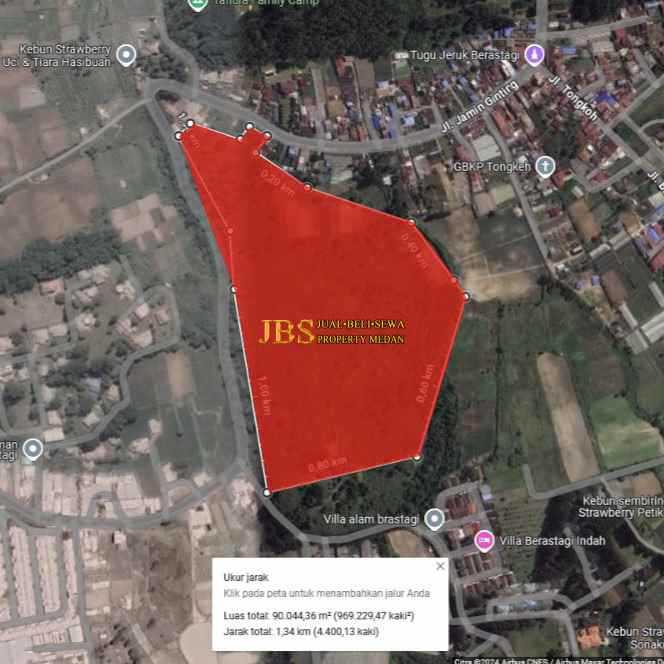 dijual tanah daerah kaban jahe jalan