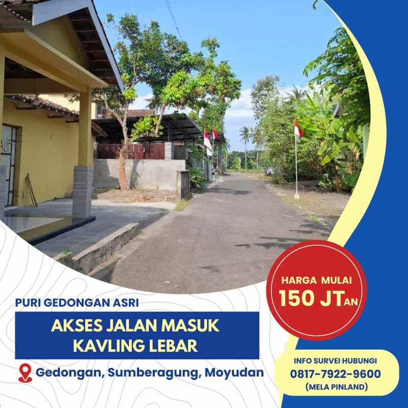 dijual tanah gedongan sumberagung moyudan