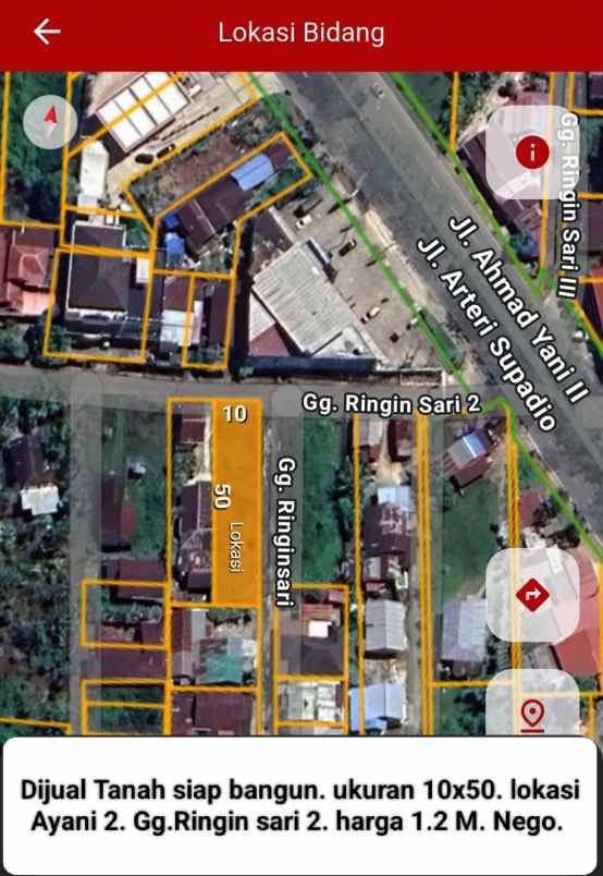 dijual tanah jalan ayani 2 ringinsari 2