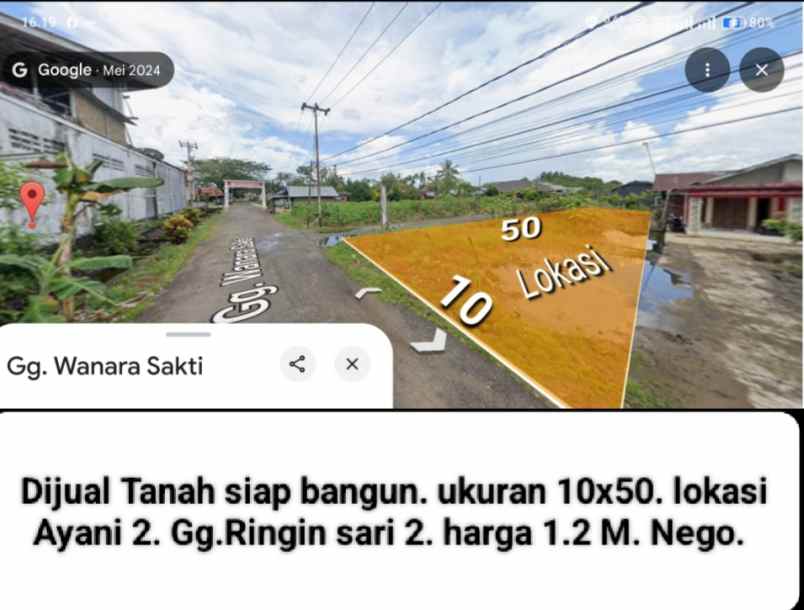 dijual tanah jalan ayani 2 ringinsari 2