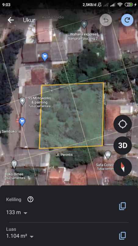 dijual tanah jalan perintis cilangkap