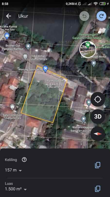 dijual tanah jalan perintis cilangkap