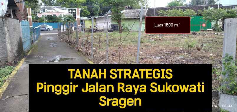 dijual tanah jalan raya sukowati