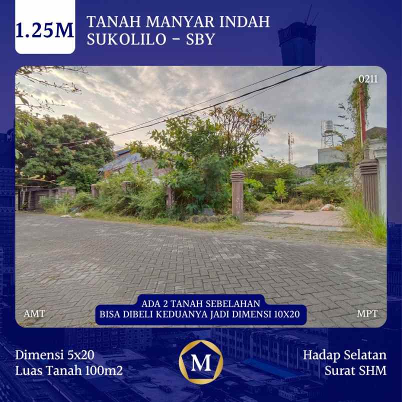 dijual tanah manyar indah surabaya