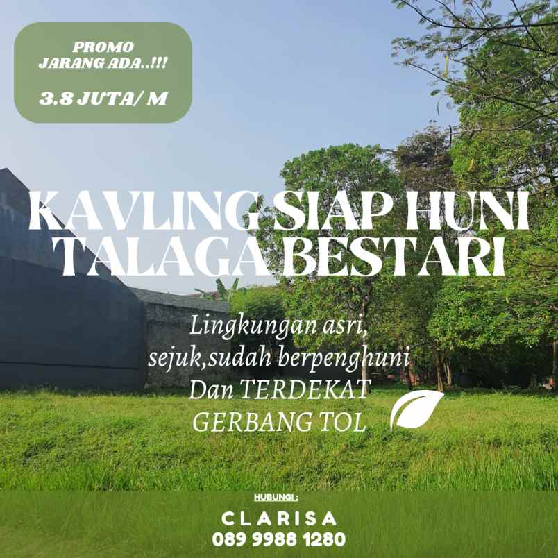 dijual tanah talaga bestari cluster rae