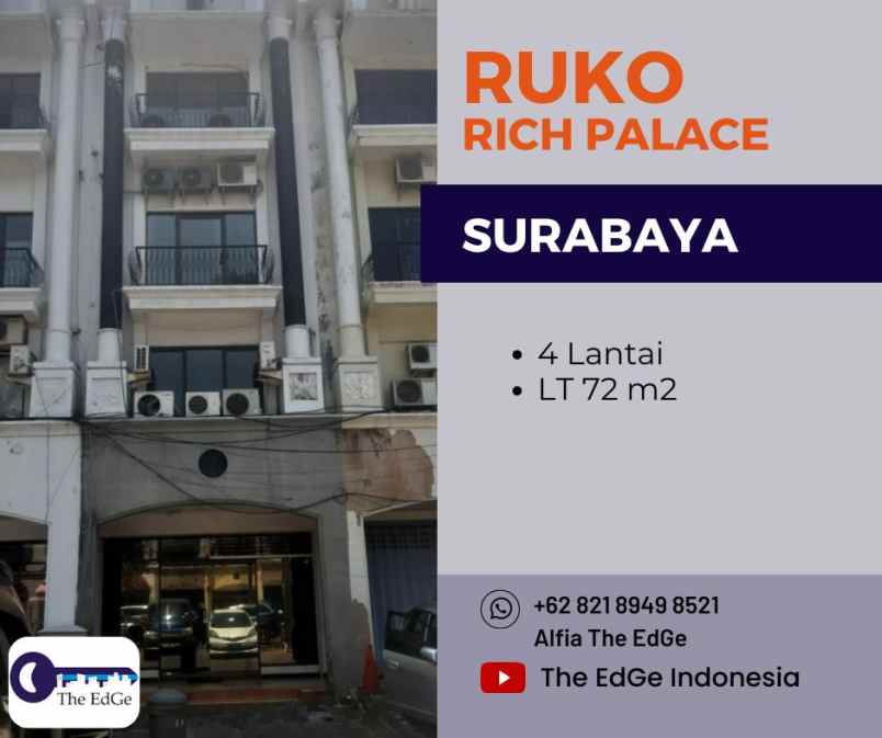 disewakan ruko gudang kantor ruko rich palace