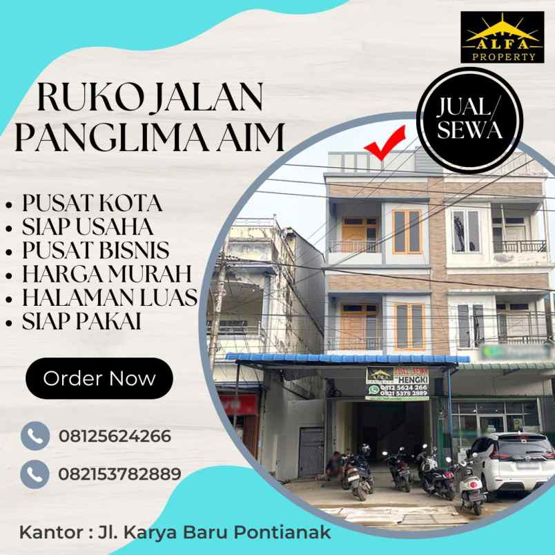 disewakan ruko jalan panglima aim kota pontianak