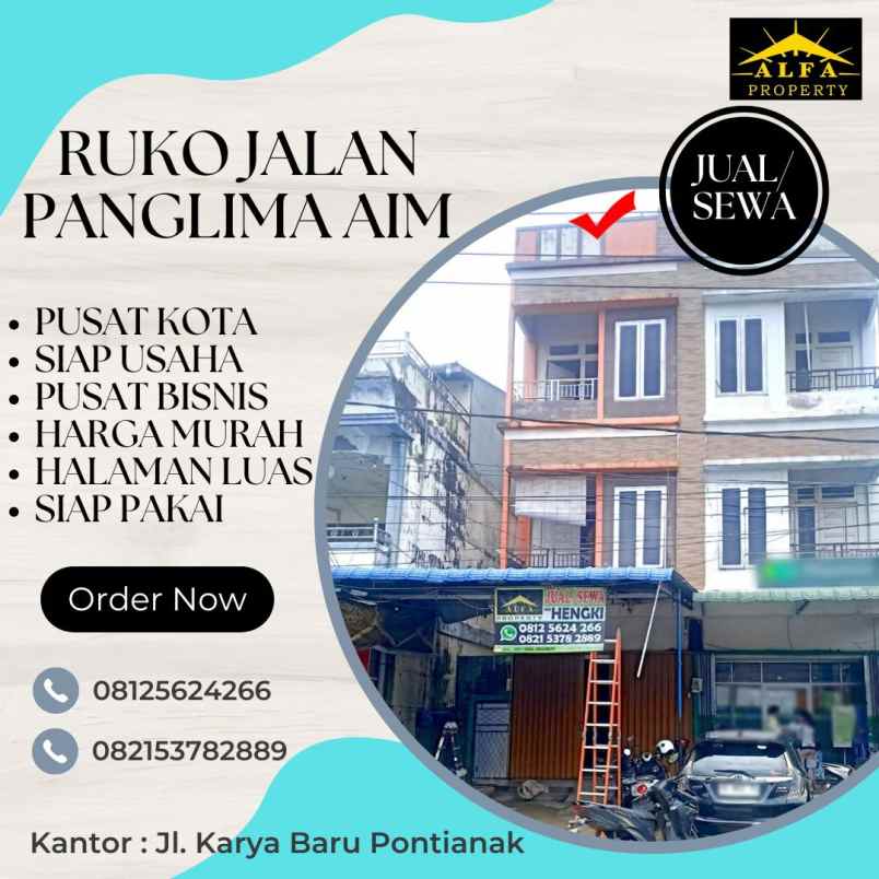 disewakan ruko jalan panglima aim kota pontianak