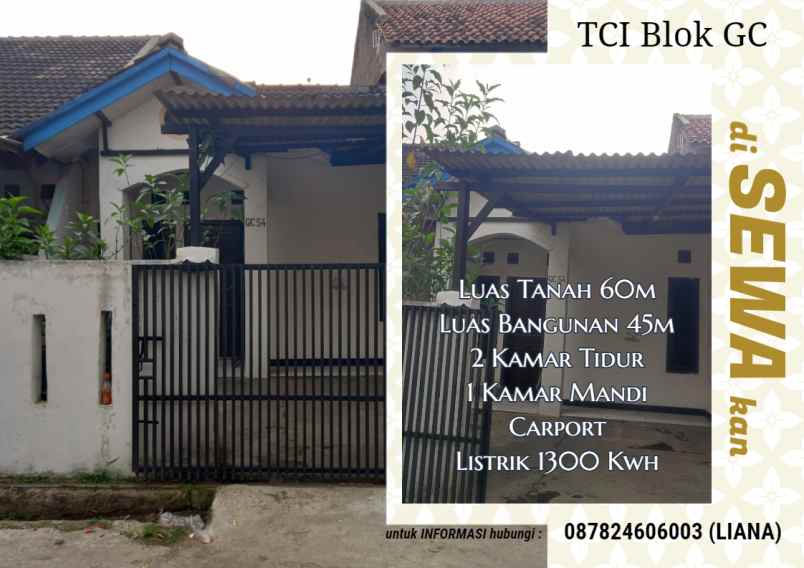 disewakan segera rumah tinggal di tci bandung