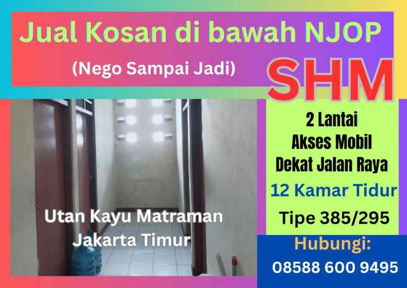 jual kos kosan jakarta timur matraman njop shm