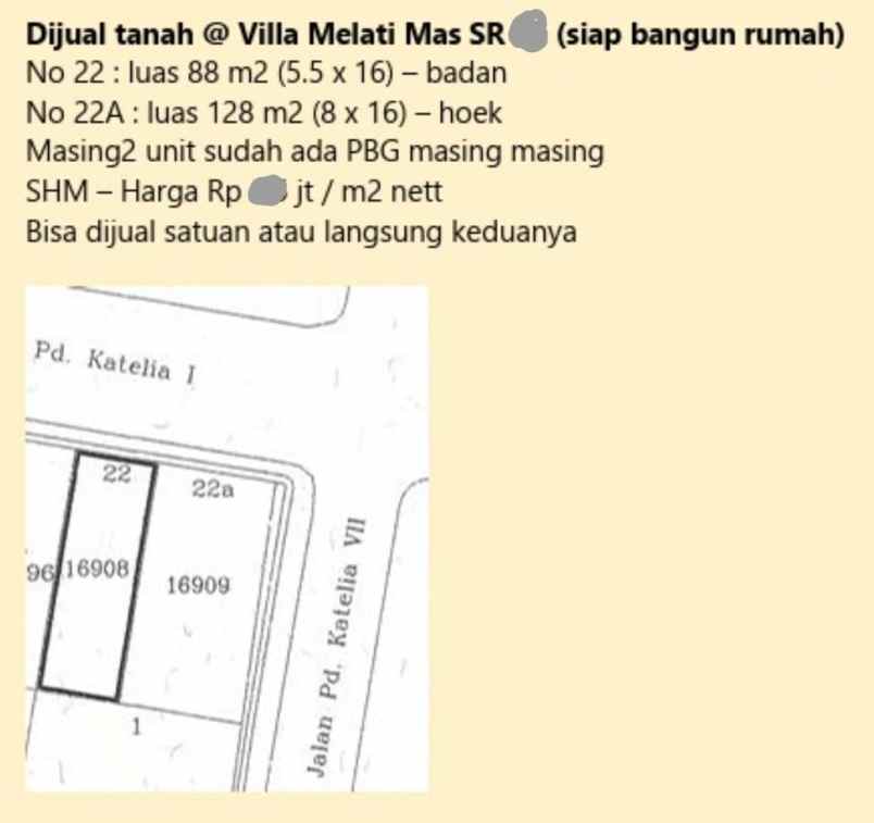 kavling di vila melati mas