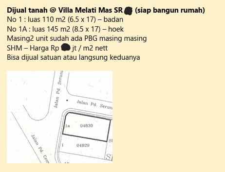 kavling di vila melati mas