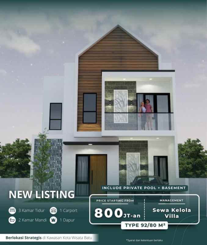 new listing hunian 2 lantai di kota wisata batu