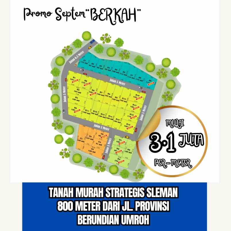 promo tanah 3 1 jt m strategis 6 menit ke rsa ugm