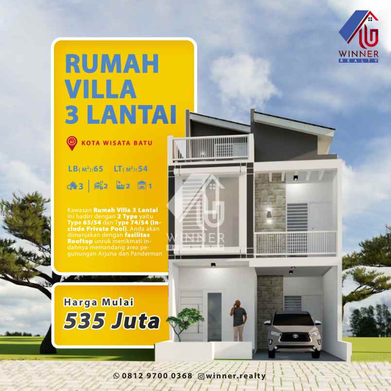 promo villa 3 lantai rooftop termurah kota batu