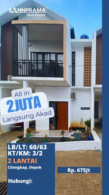 rumah 2lt dalam cluster perumahan cilangkap muchlis