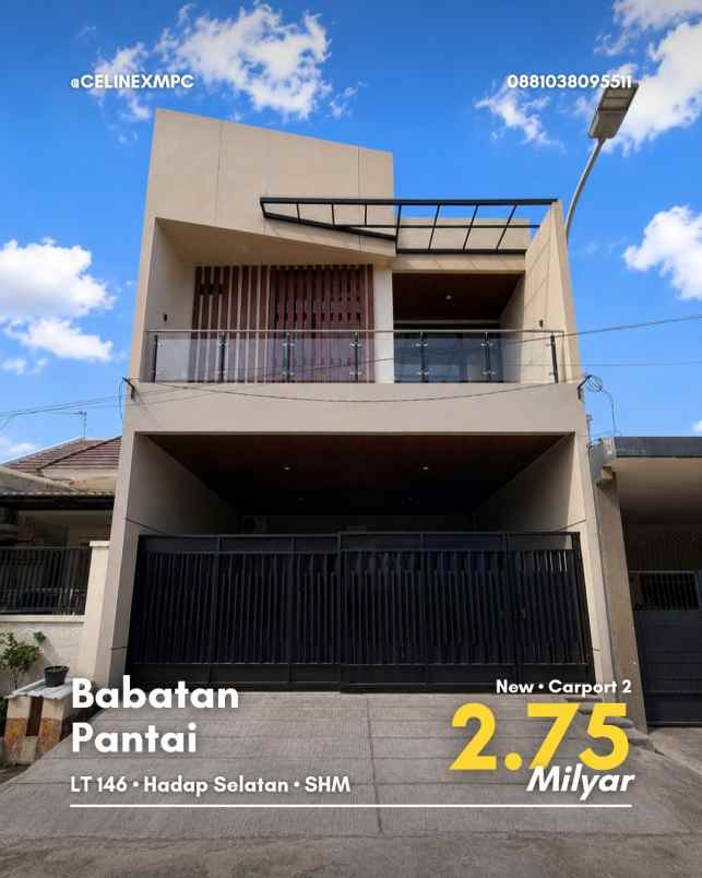 rumah babatan pantai new minimalis carport 2