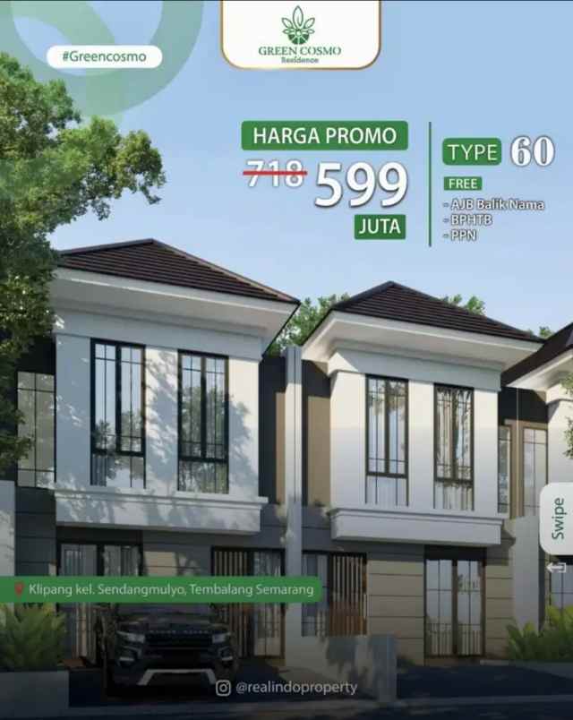 rumah baru 2 lantai di klipang sendangmulyo semarang