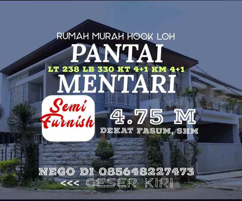 rumah pantai mentari surabaya dekat taman suroboyo