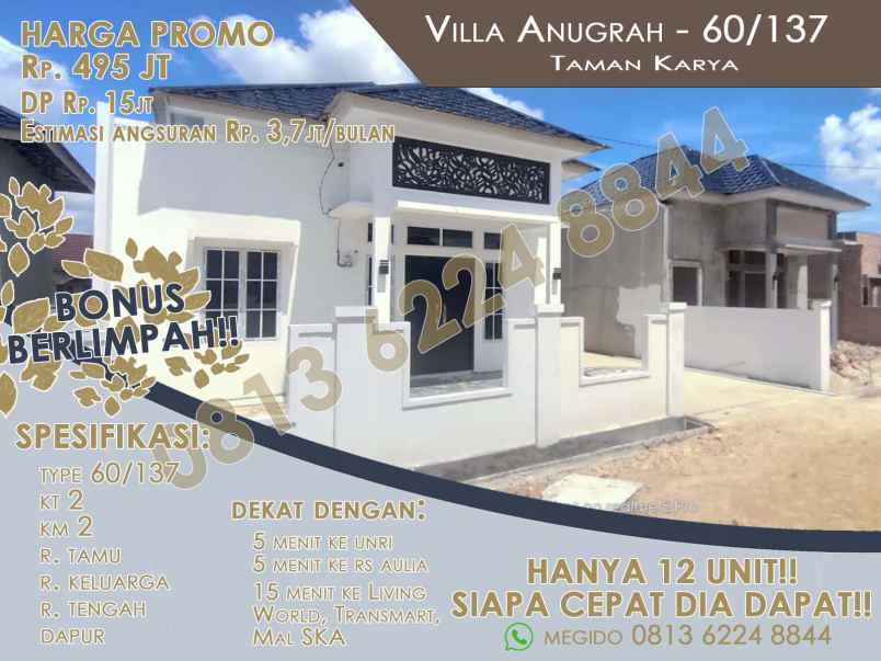 sisa 6 unit dijual rumah murah ready di kota pekanbaru