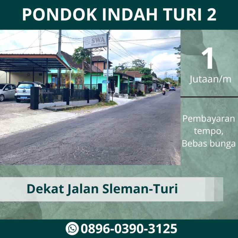 tanah dekat jalan sleman turi 1 jutaan meter