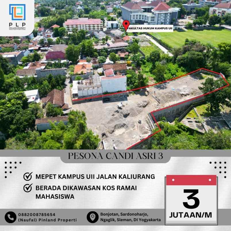 tanah kavling 3jutaan dekat kampus uii jalan kaliurang