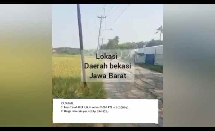 tanah strategis daerah bekasi jawa barat