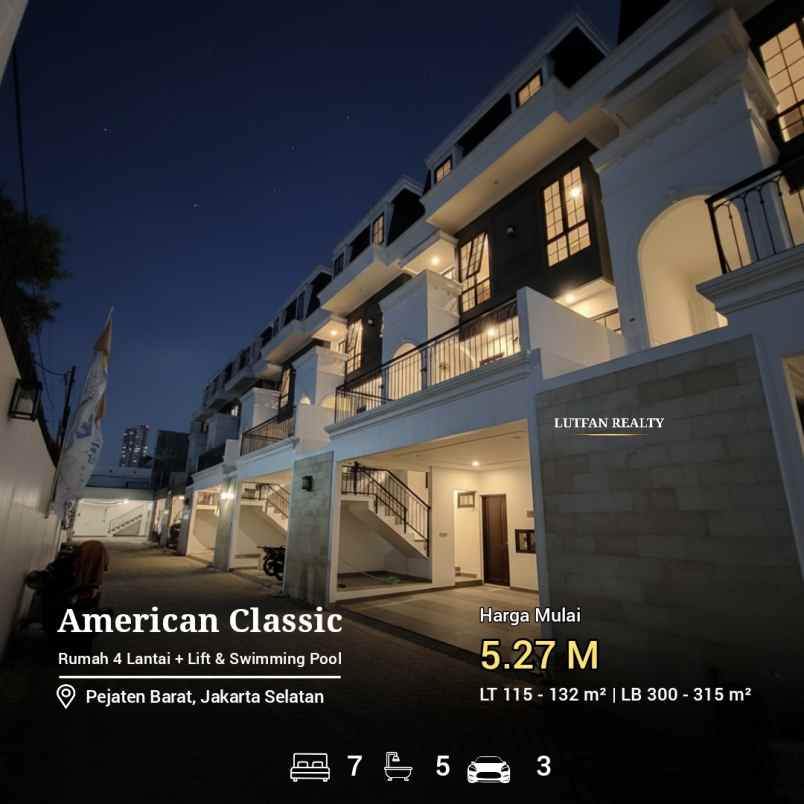 towhouse modern 4 lantai dekat pejaten village