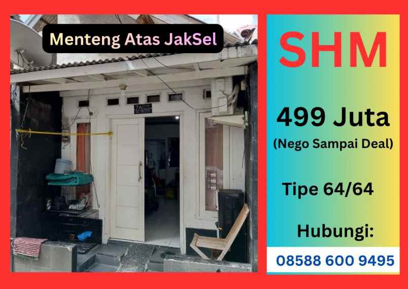 turun harga termurah shm menteng atas 400 jutaan nego