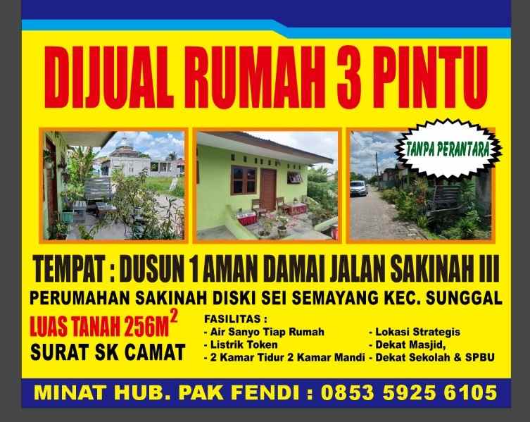 dijual cepat rumah 3 pintu