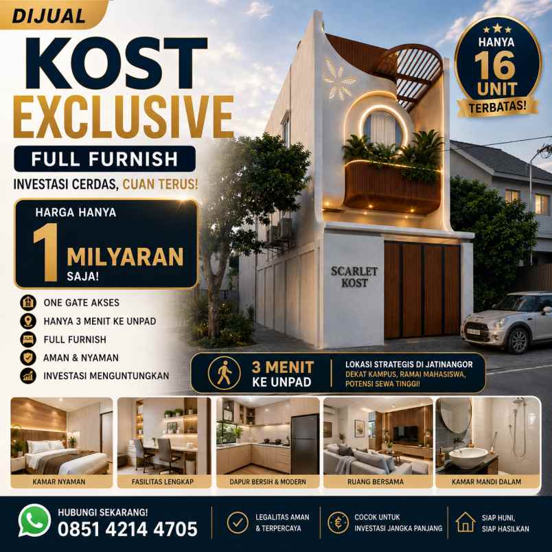 dijual cluster kos eksklusif 3 menit itb 4 menit unpad