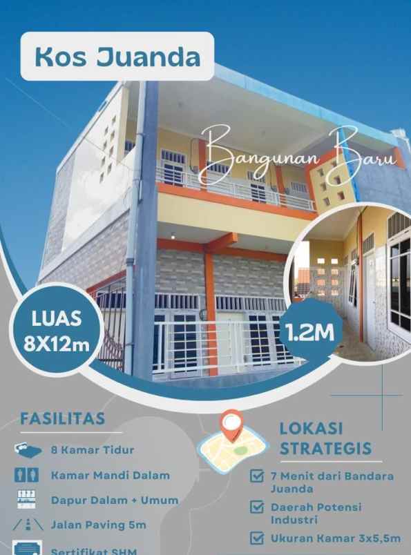 dijual kost aktif 2 lantai di sedati dekat juanda