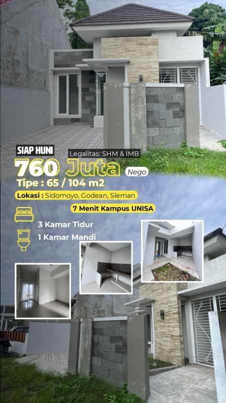 dijual rumah 7 menit ke kampus unisa