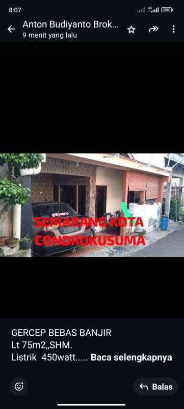 dijual rumah di condro kusumo sembar semarang