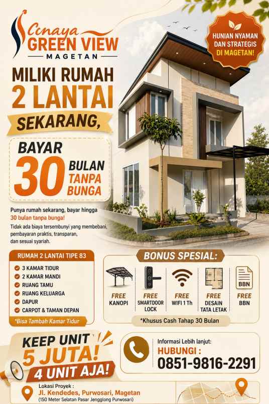 dijual rumah jl kendedes purwosari