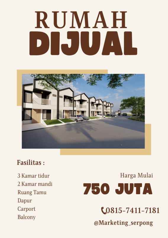 dijual rumah jl masjid buaran serpong