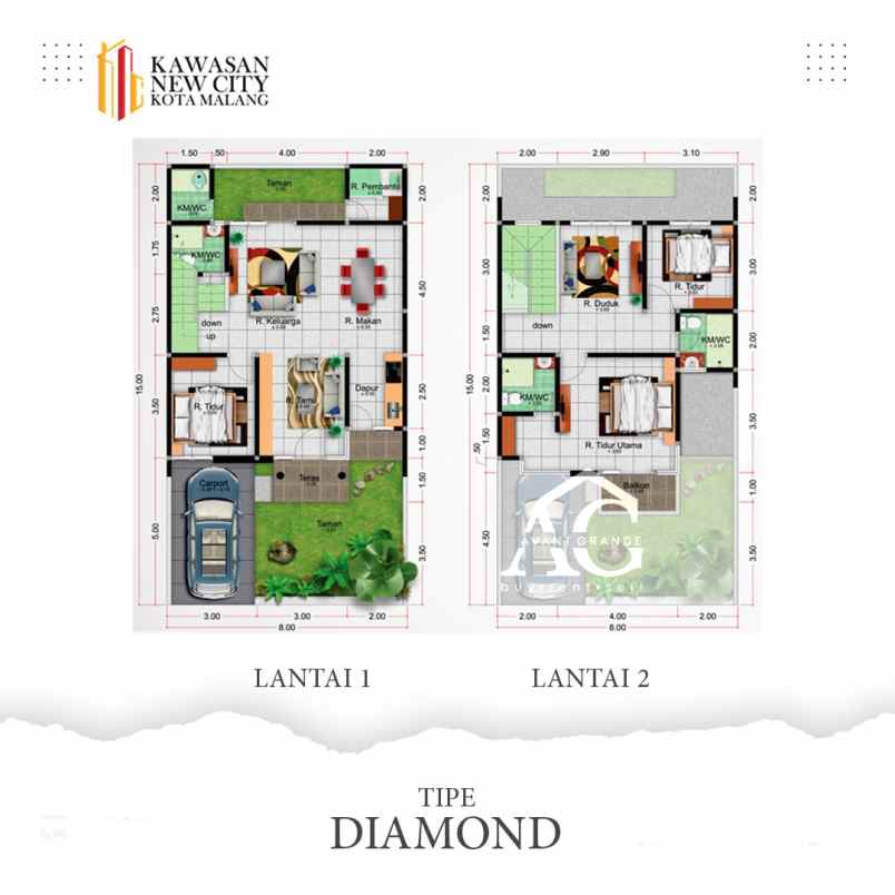 dijual rumah kawasan new city type diamond