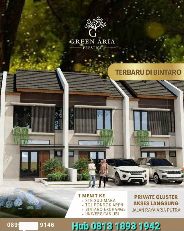 dijual rumah minimalis moderen green aria 2 ciputat