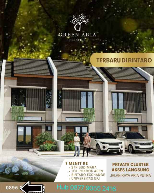 dijual rumah minimalis moderen green aria 2 ciputat