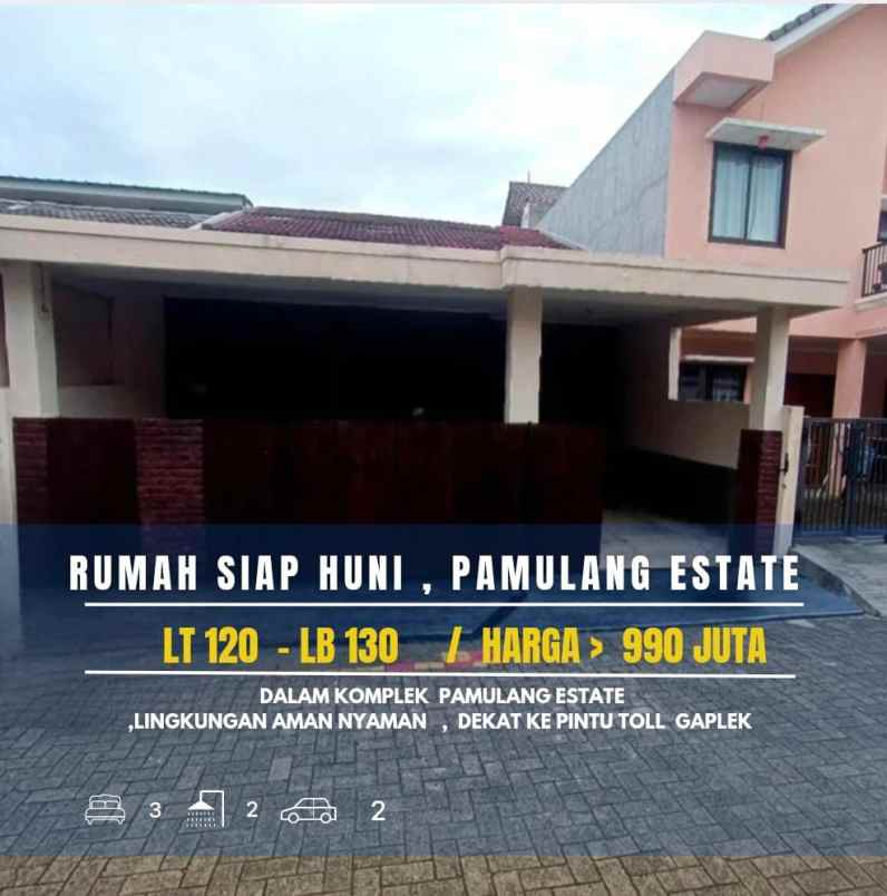 dijual rumah perumahan pamulang estate