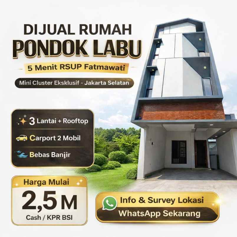 dijual rumah pondok labu