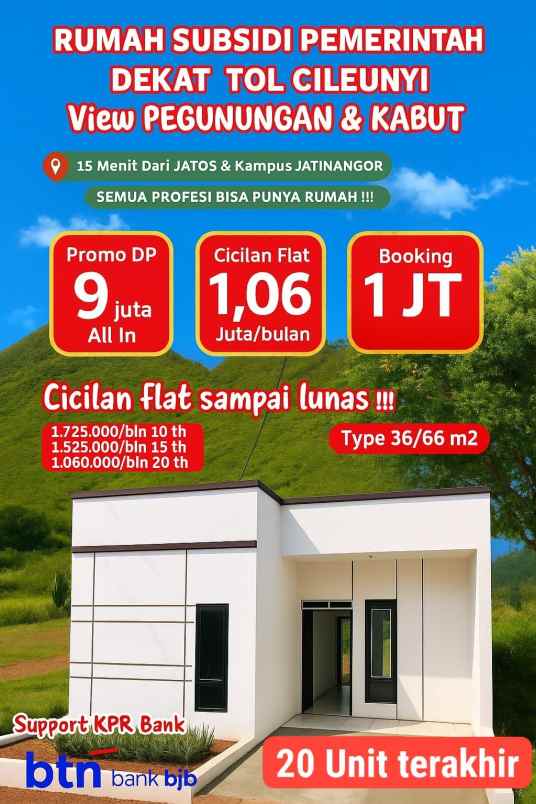 dijual rumah subsidi bandung timur