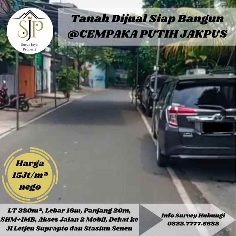 dijual tanah cempaka putih barat