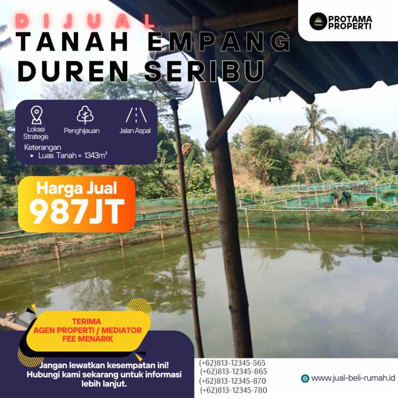 dijual tanah empang duren seribu