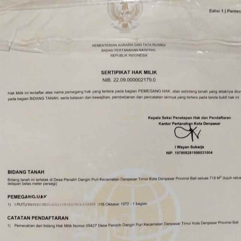 dijual tanah gatsu timur